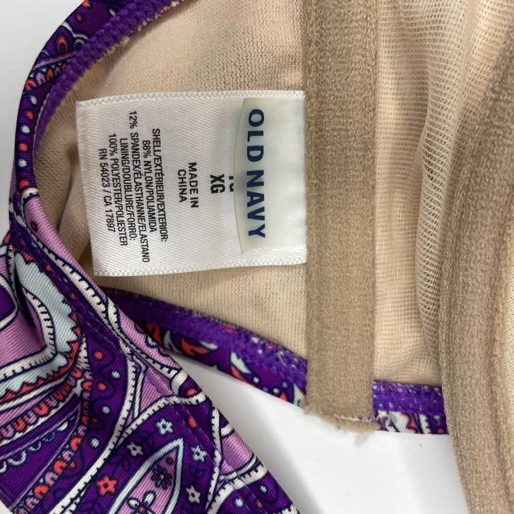 Old Navy Underwire Bikini Swim Top Purple Floral Paisley‎ Size XL Padded - Picture 6 of 7